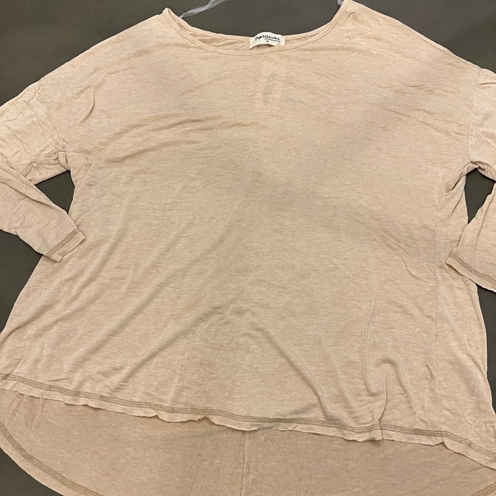 NWT Impressions Women’s Long-Sleeve Beige Tunic Top, size M